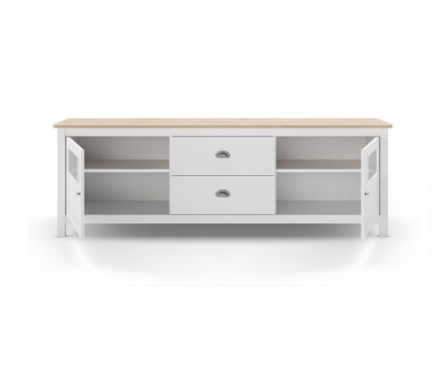 18204 MUEBLE TV MISTI MADERA BLANCO ROBLE 180CM ABIERTO 1