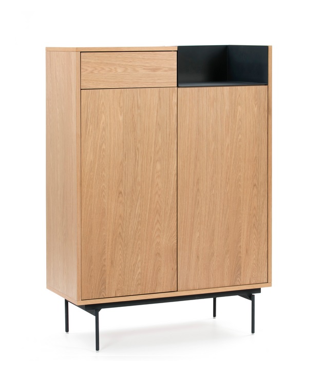 Valley mueble auxiliar roble metal azul oscuro