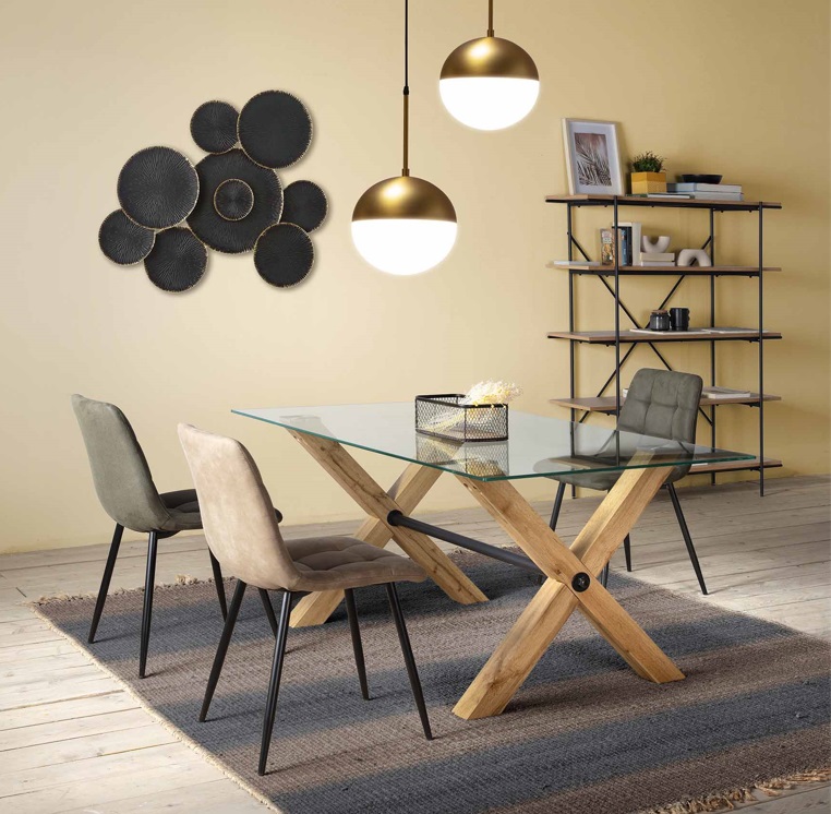 Mesa de comedor nordica cristal roble 160x90 DT-165