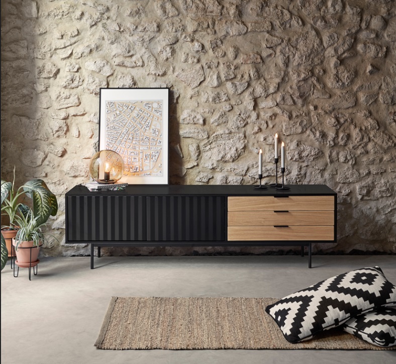 Mueble TV sierra negro roble 180